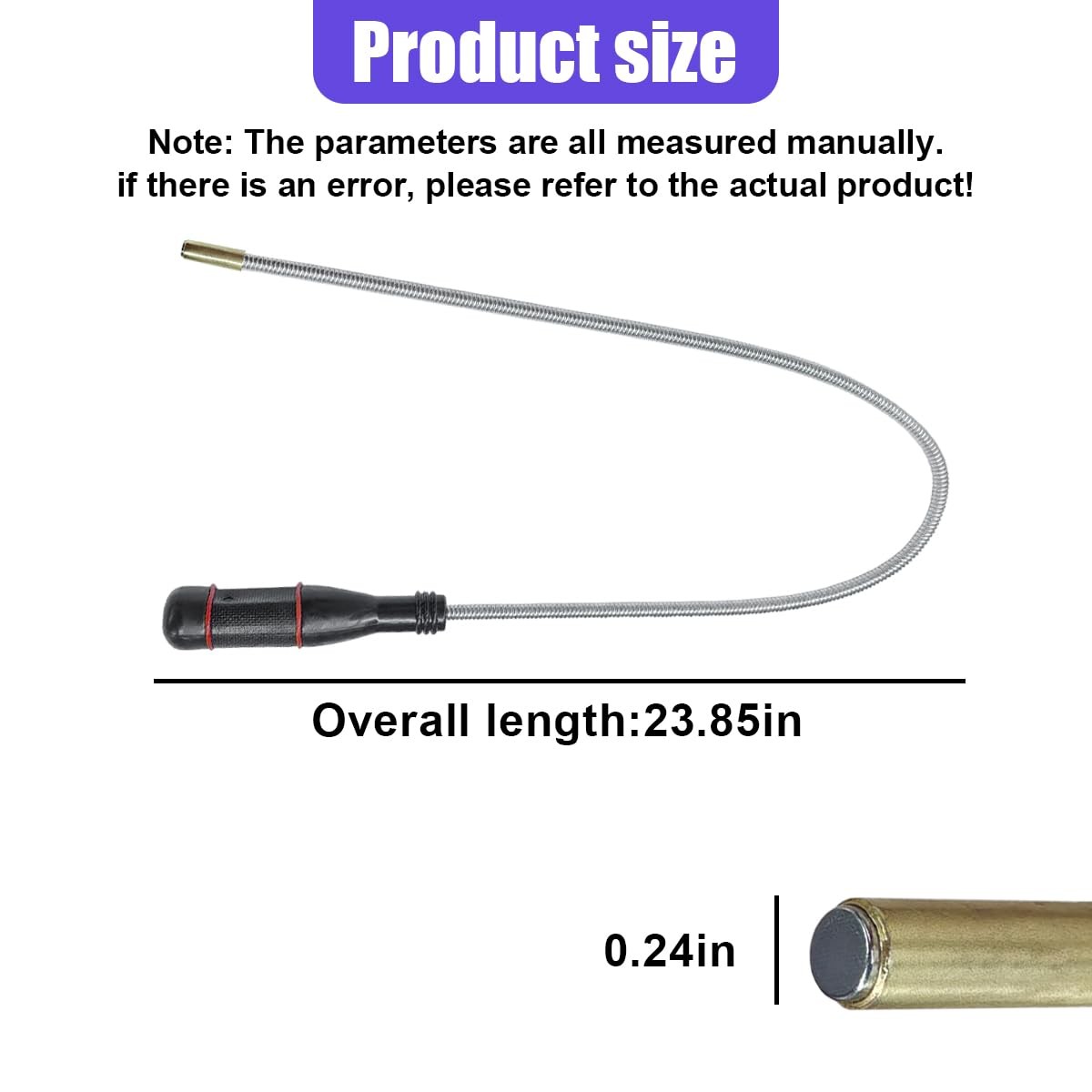 Flexible Magnetic Pickup Tool, 24" Long Bendable Extension Retrieve