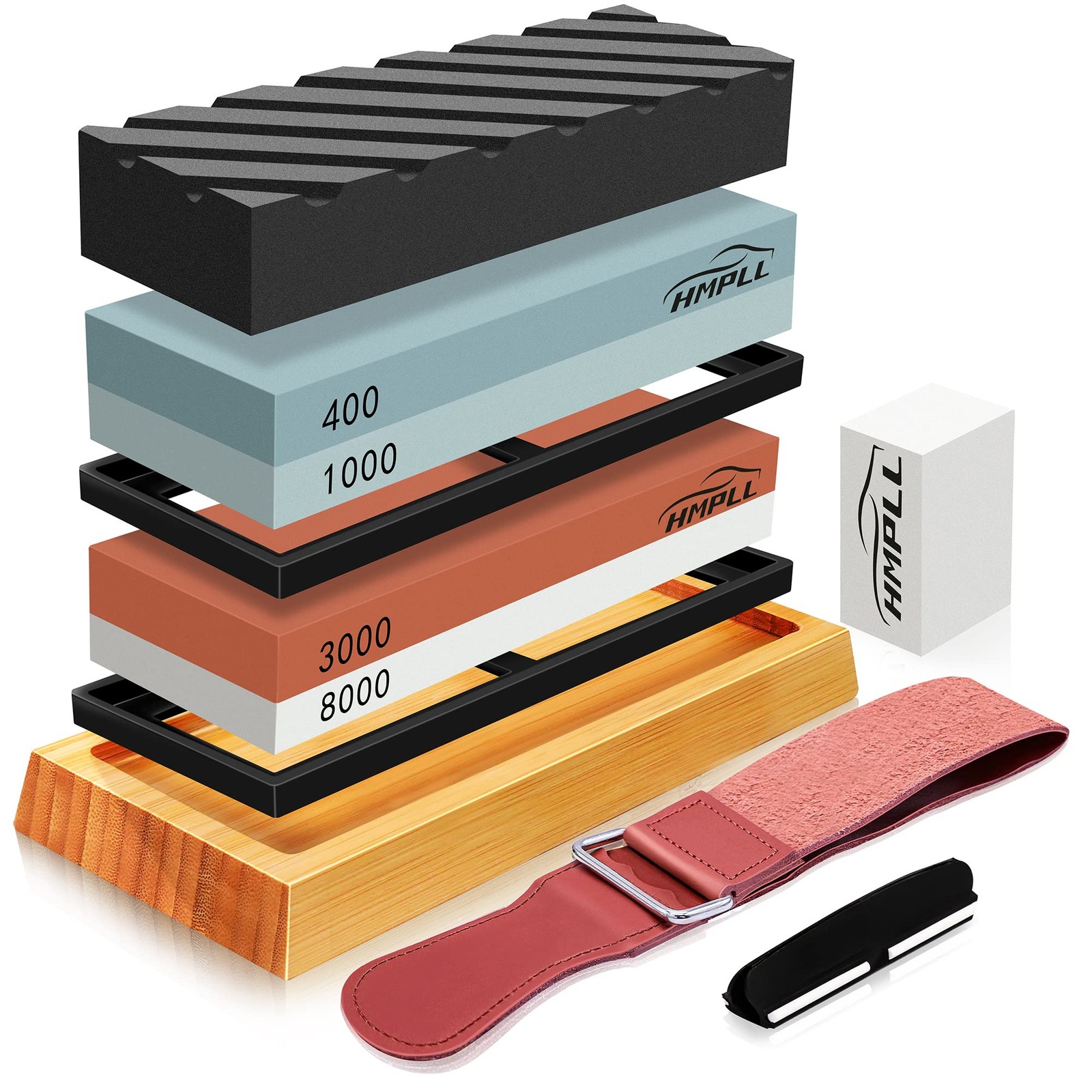 Knife Sharpening Stone Set, Professional Whetstone 4 Side Grit 400/1000 3000/...