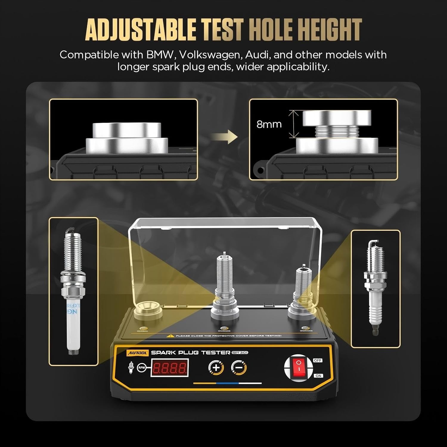 Automotive Spark Plug Tester with Adjustable Frequency for 12V Gasoline Vehicles