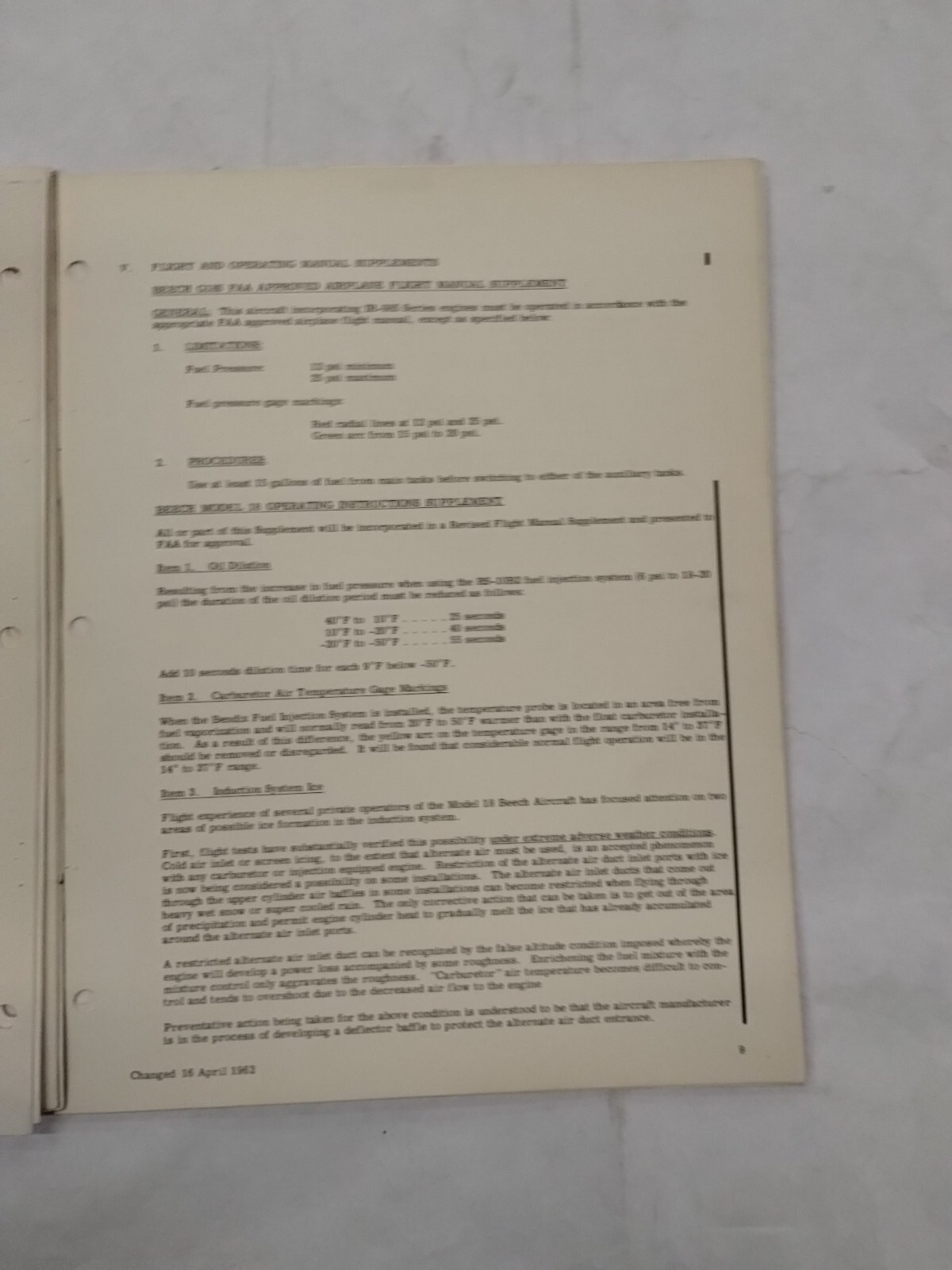 Bendix Model RS-10B2 Fuel Injection System Installation Instructions-Original