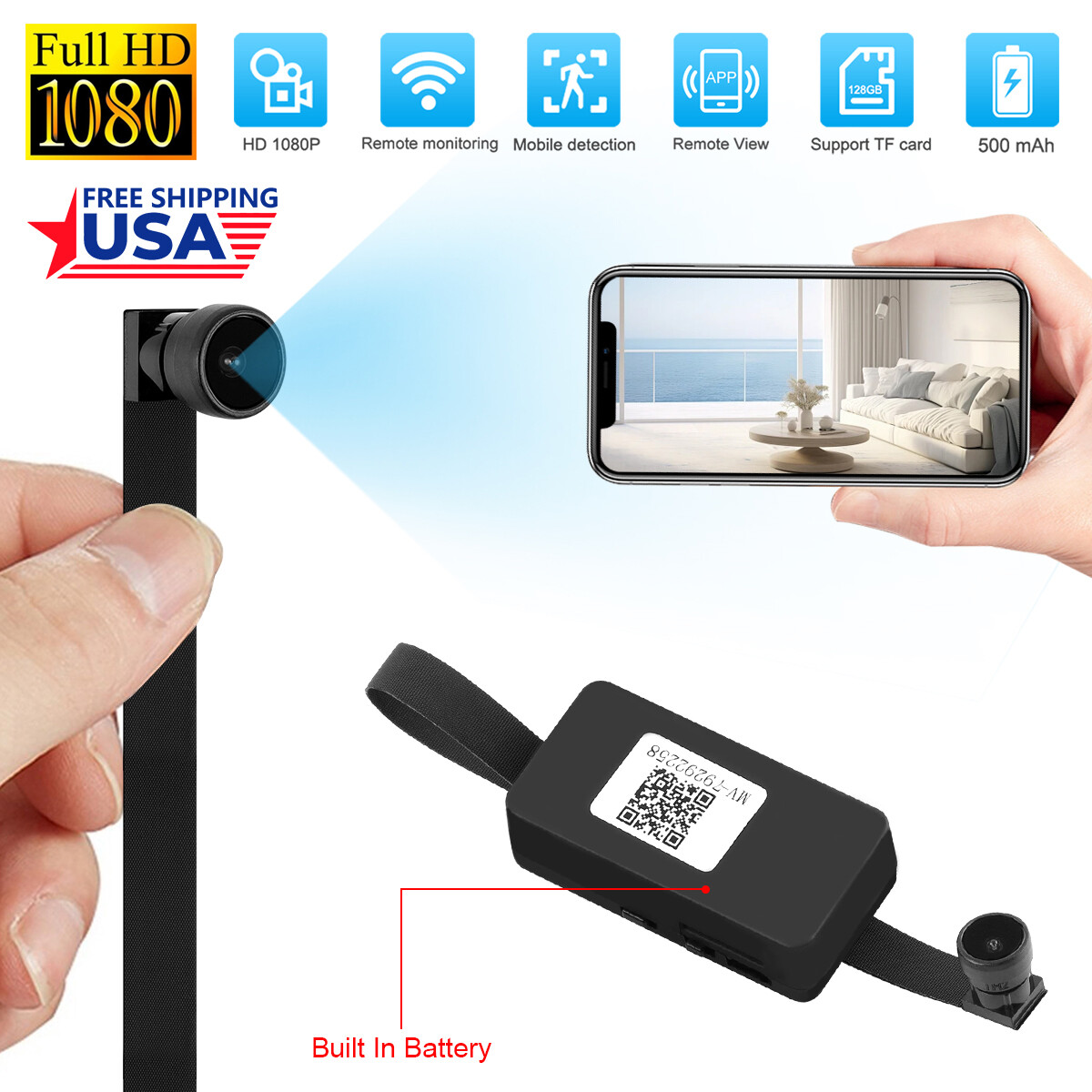 Wireless WiFi 4K 1080p HD small Security Camera  DIY Screw  camera DVR