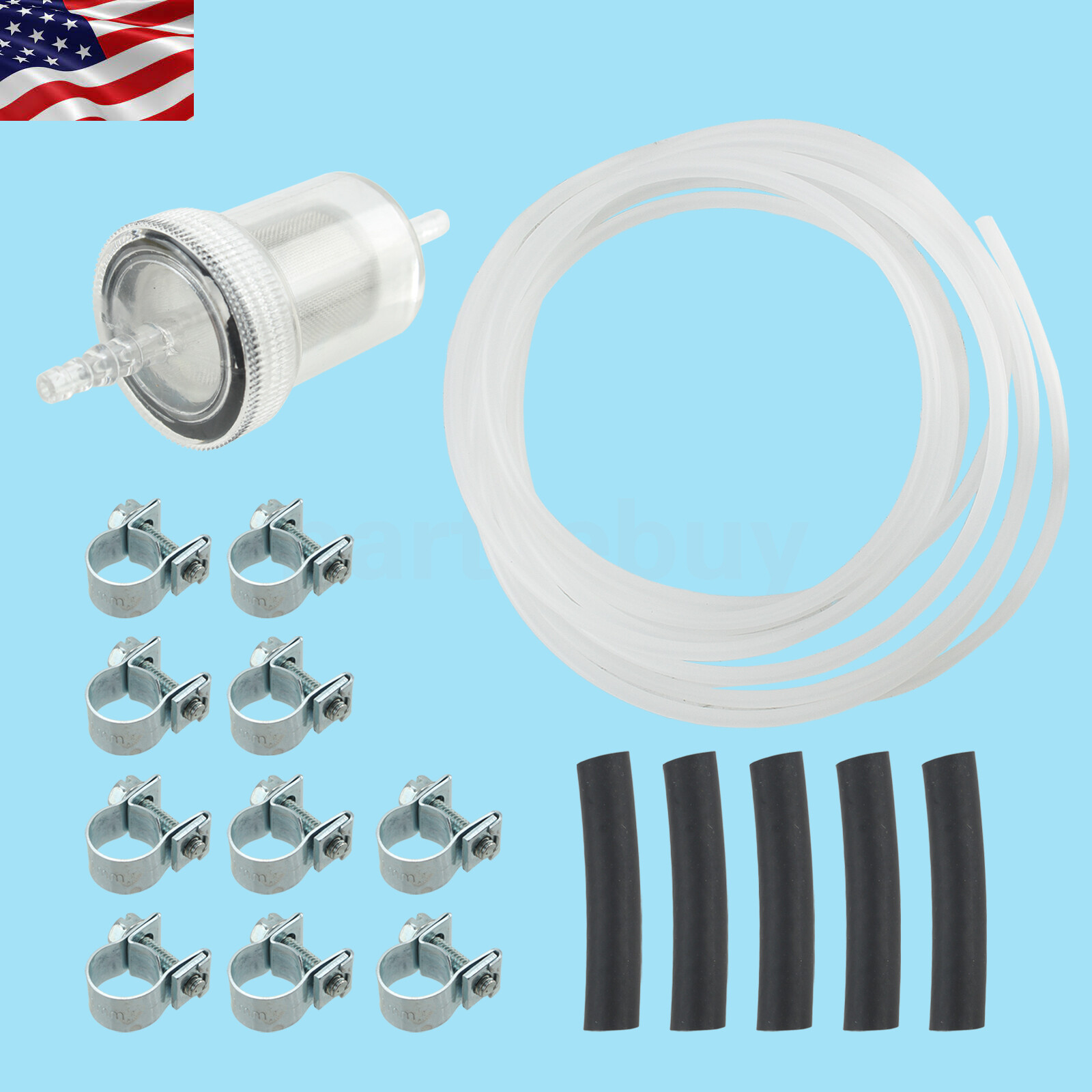 For Webasto Eberspacher Diesel Heater Inline Fuel Filter Hose 4mm Line Clip Kit