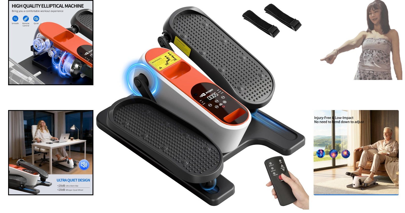 Compact Under Desk Elliptical - 12 Speed Adjustable Leg Exerciser for Seniors
