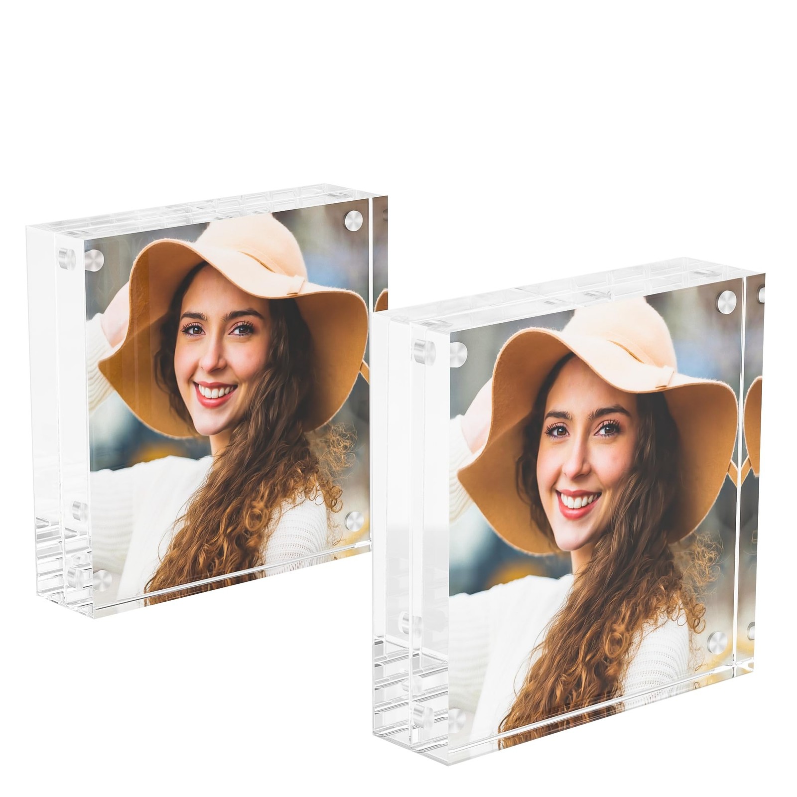 3x3 inch Acrylic Picture Frame 2 Pack, Squre Acrylic Photo Frame for Tabletop...