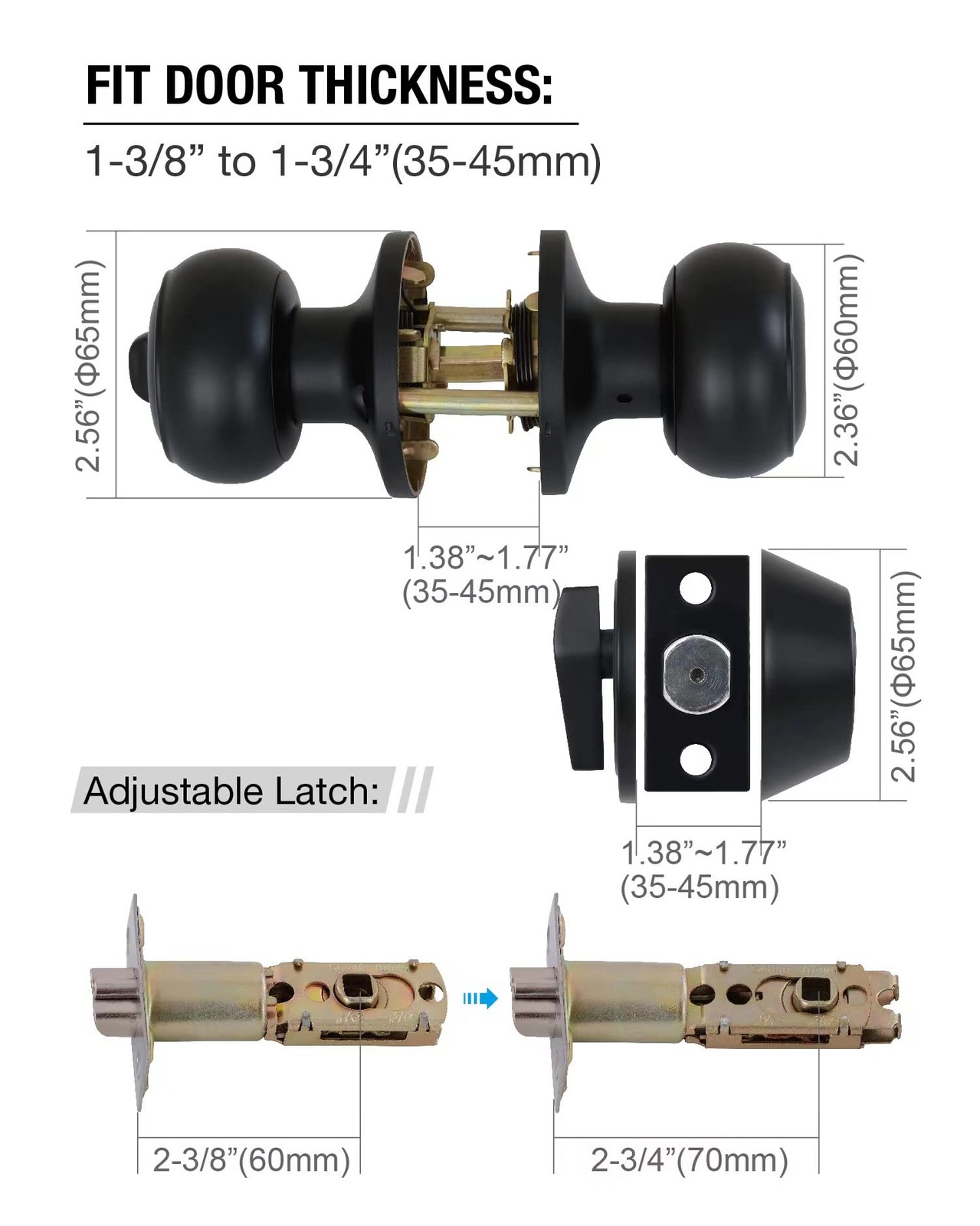 GITRANG (3 Pack) All Keyed Identical Deadbolt Door 3, Black Alike 3DB