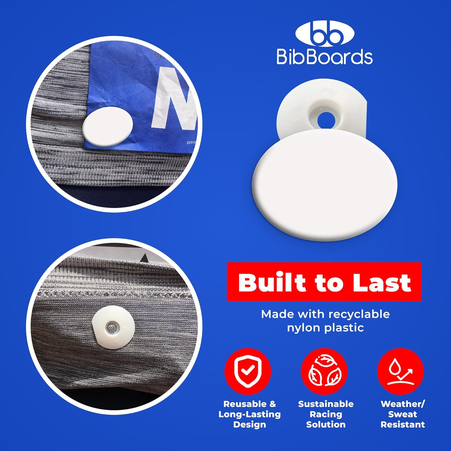 Bibsnaps Race Bib Clips - Safety Lock Fasteners - Secures Running, Marathon, Cyc