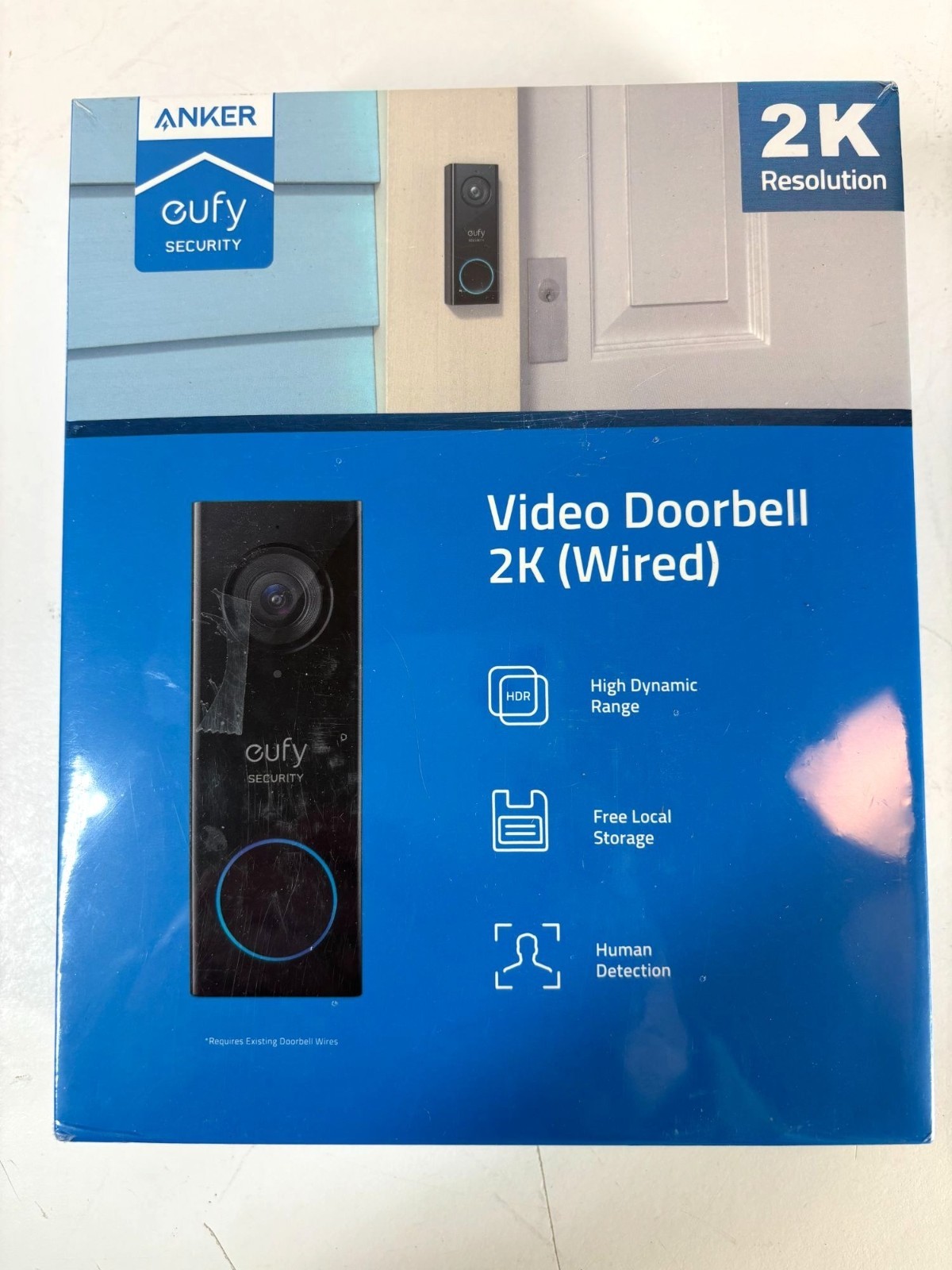 Eufy Security 2K Wired Video Doorbell With Local Storage HDR & Human Detection