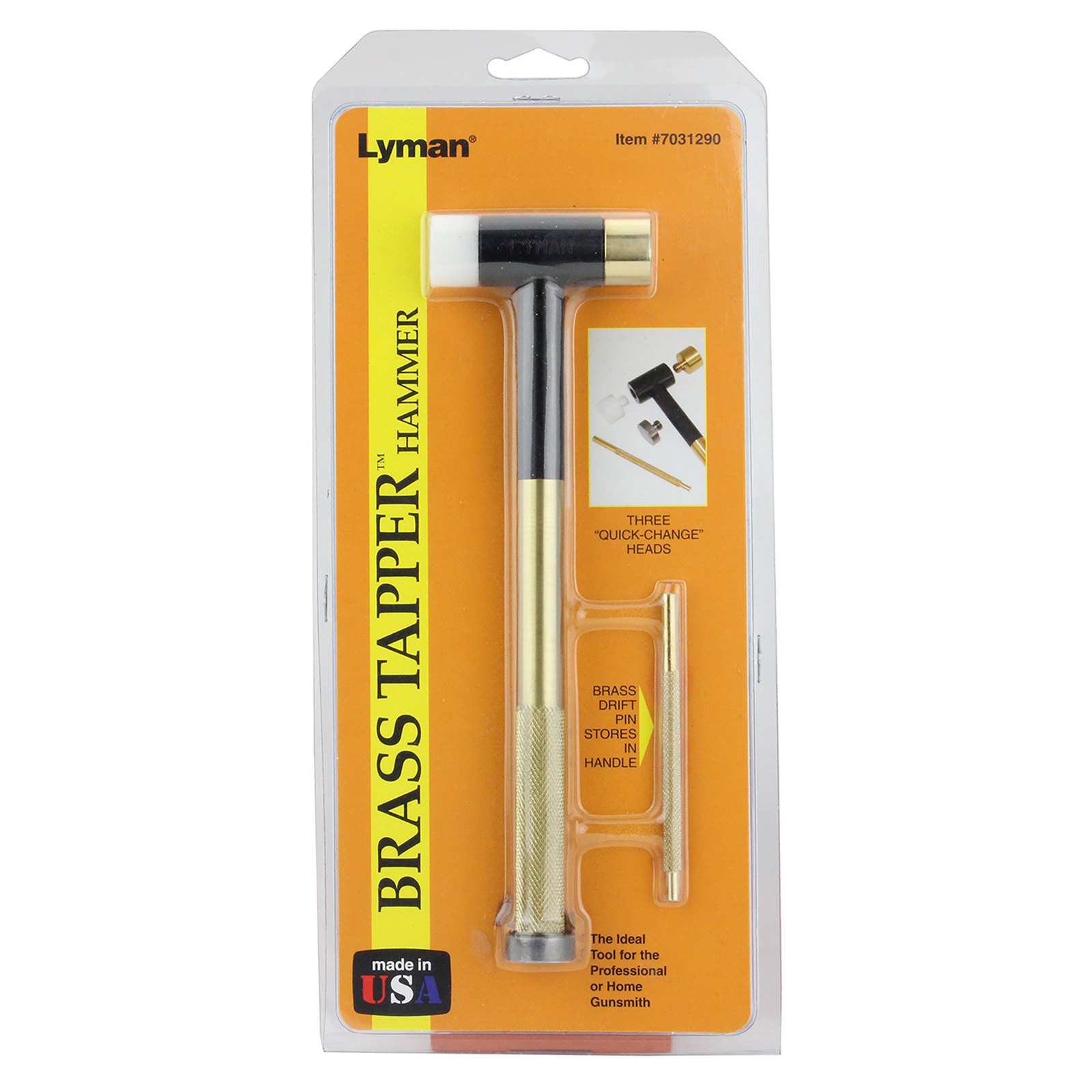 Lyman Products Brass Tapper Hammer 3 Interchangeable Heads Knurled Brass Pin