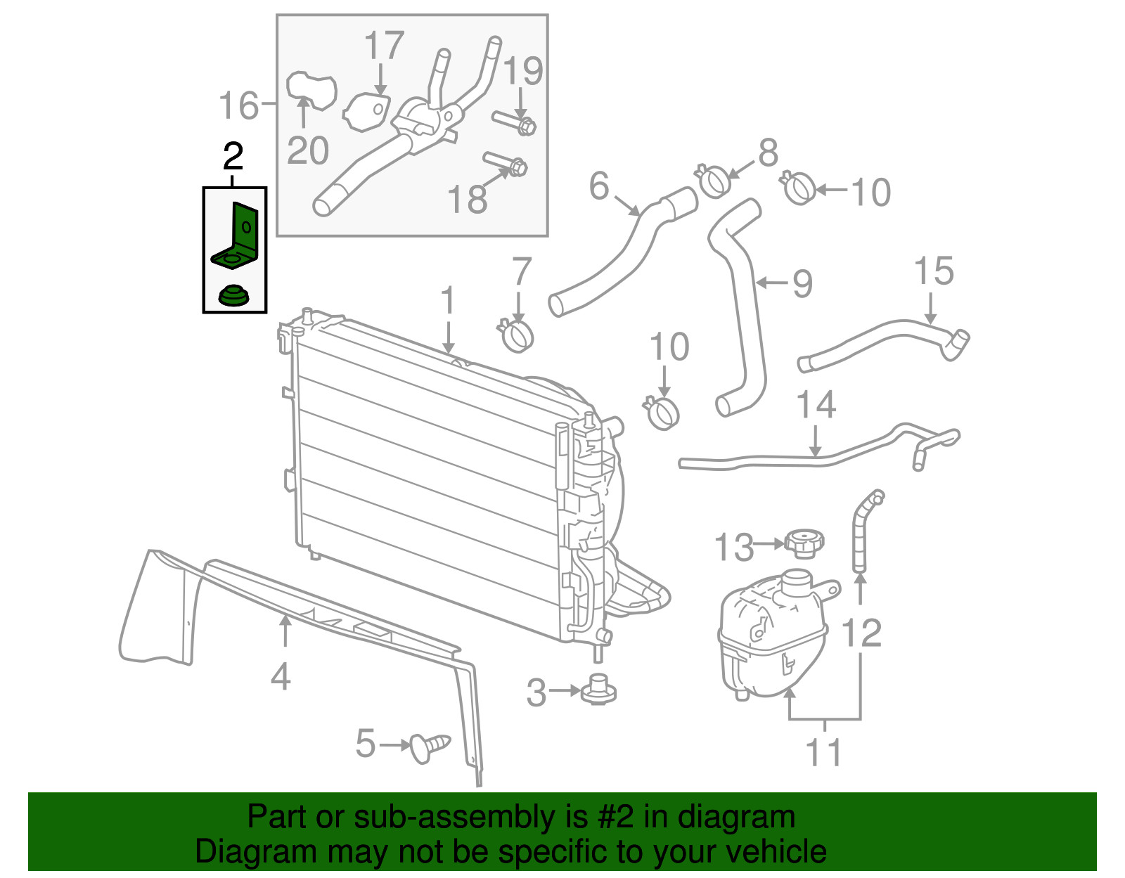 Genuine GM Radiator Upper Bracket 22734149