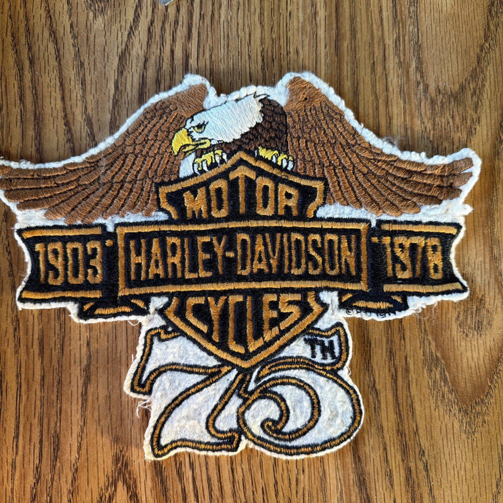 10 3/4" Harley Davidson 75th Anniversary Patch 1977 Eagle Wings Jacket 75