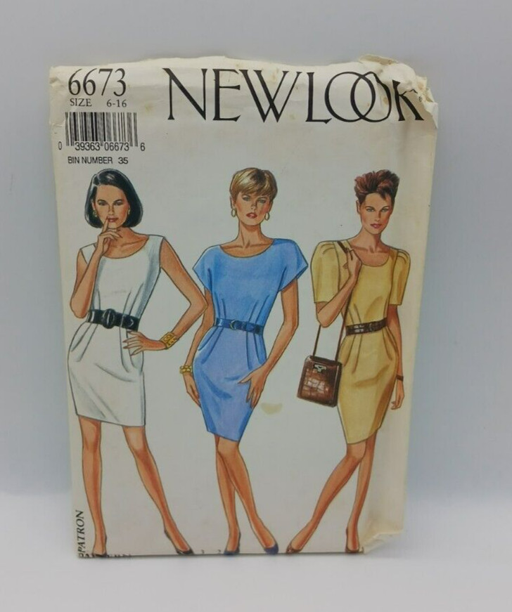 New Look 6673 Size 6-16 Vintage 1990s Dress Short Sleeve Sleeveless Y2K Uncut