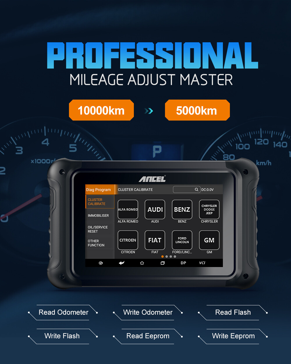 CAR CLUSTER ODOMETER MILEAGE CORRECTION ADJUSTMENT OBD2 KEY CODING PROGRAMMING