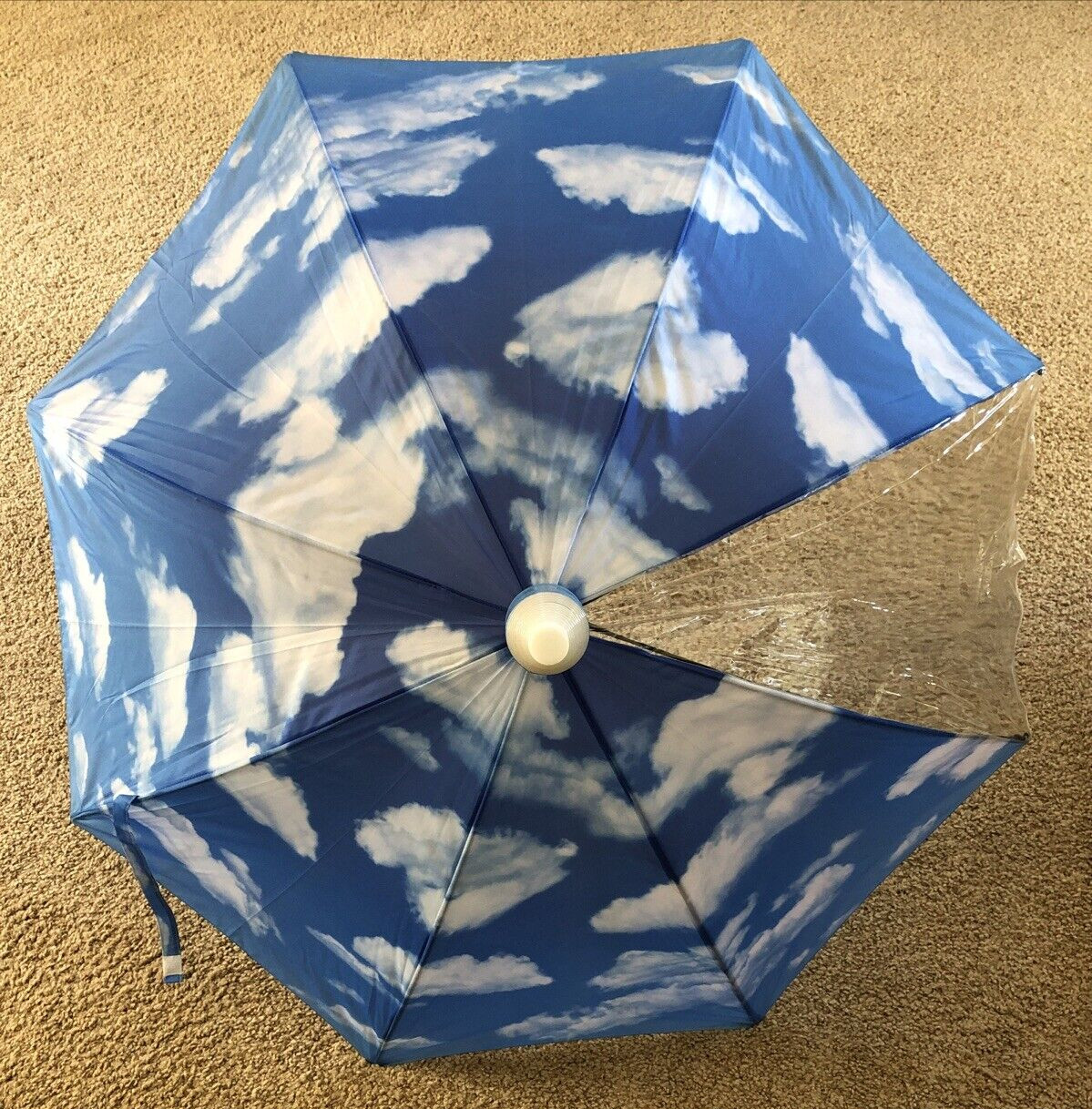 SBU CORP Drip-Free Safety Umbrella Cloud-design Clear-panel Reflective-top NWT