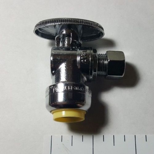 10 PCS. 1/2" X 3/8" PUSH FIT 1/4-TURN ANGLE STOP VALVE WITH 1 CLIP. LEAD FREE