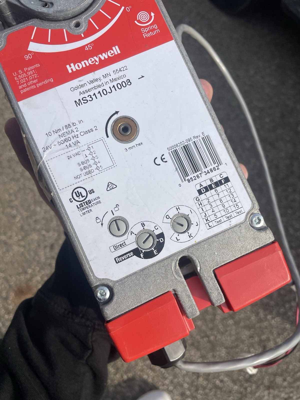 Spring Return 44 lb-in. 10 Nm Direct Coupled Actuator Model MS3110J1008