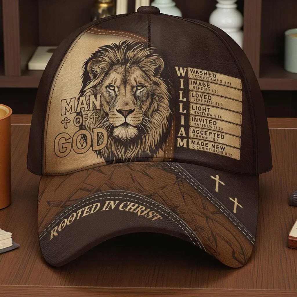 Custom Man of God Lion Christian Hat Personalized Faith Baseball Cap Gift