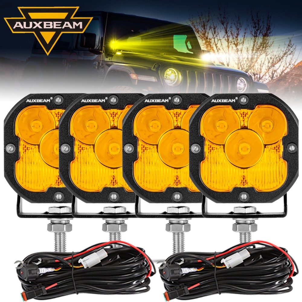 AUXBEAM 4x 3" LED Work Lights Offroad ATV UTV Fog For Jeep Ford Toyota Tacoma US