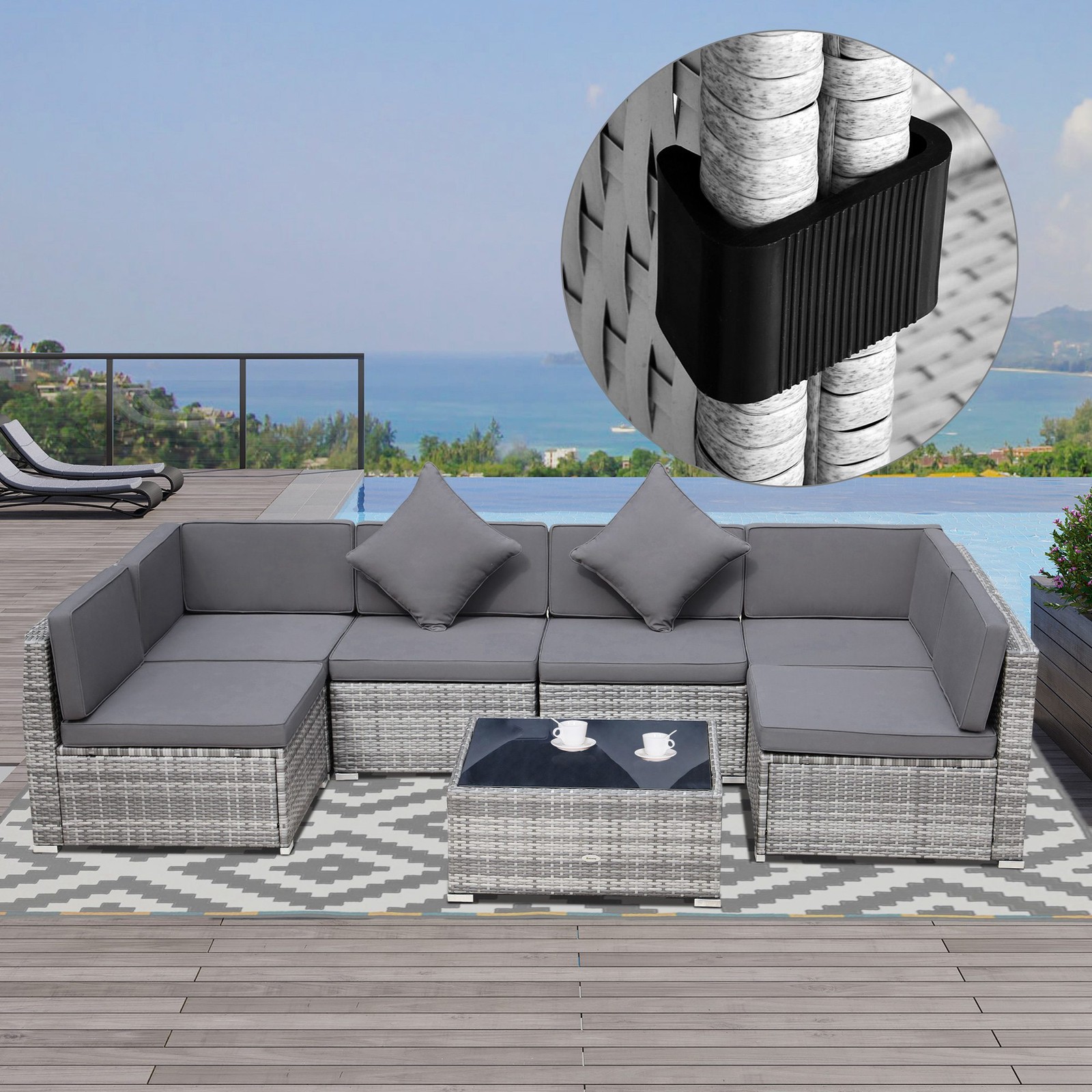 10Pcs Outdoor Patio Wicker Furniture Fasteners Clip Sectional Connector Black
