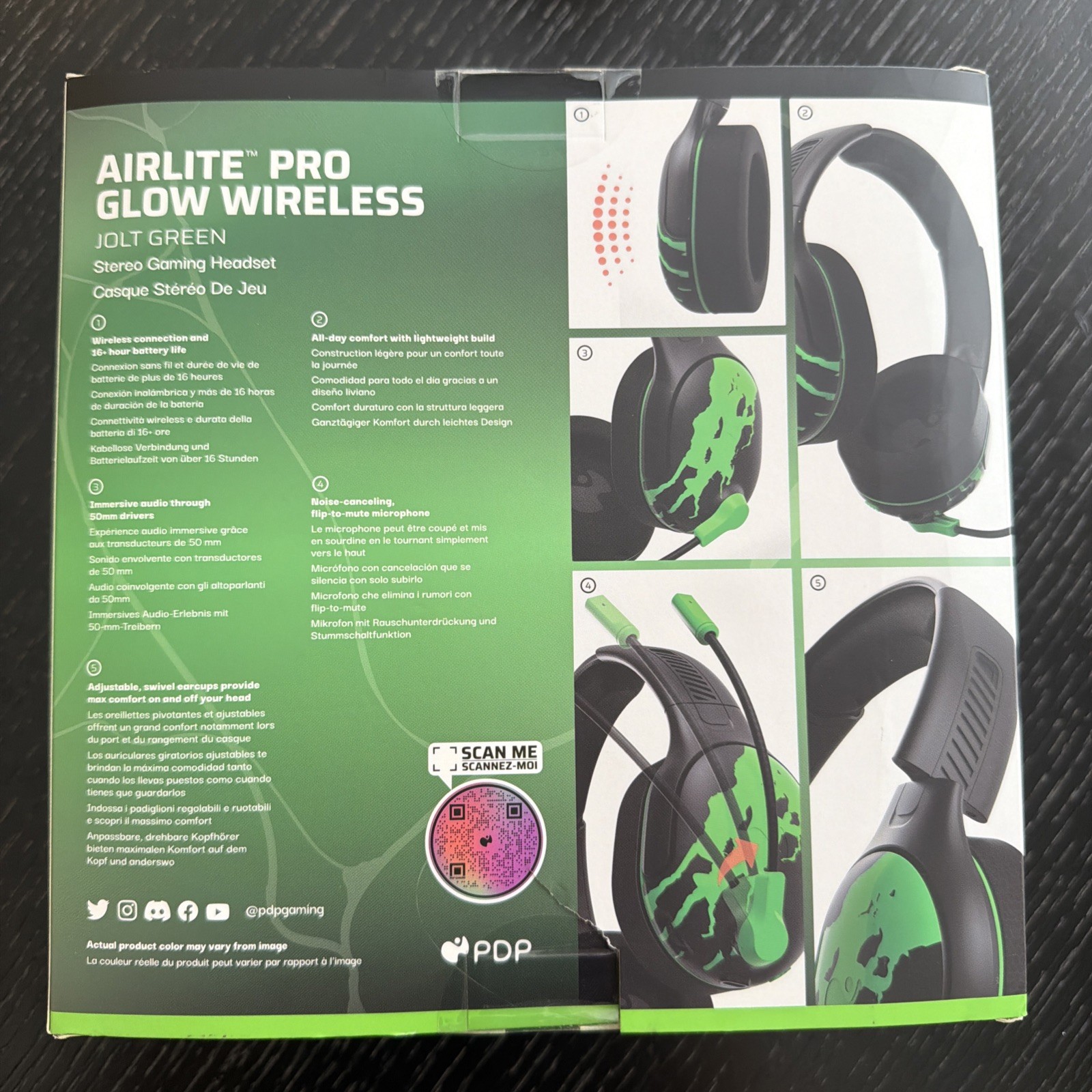 PDP Airlite Pro Glow Wireless Jolt Green Stereo Gaming Headset Xbox Brand New