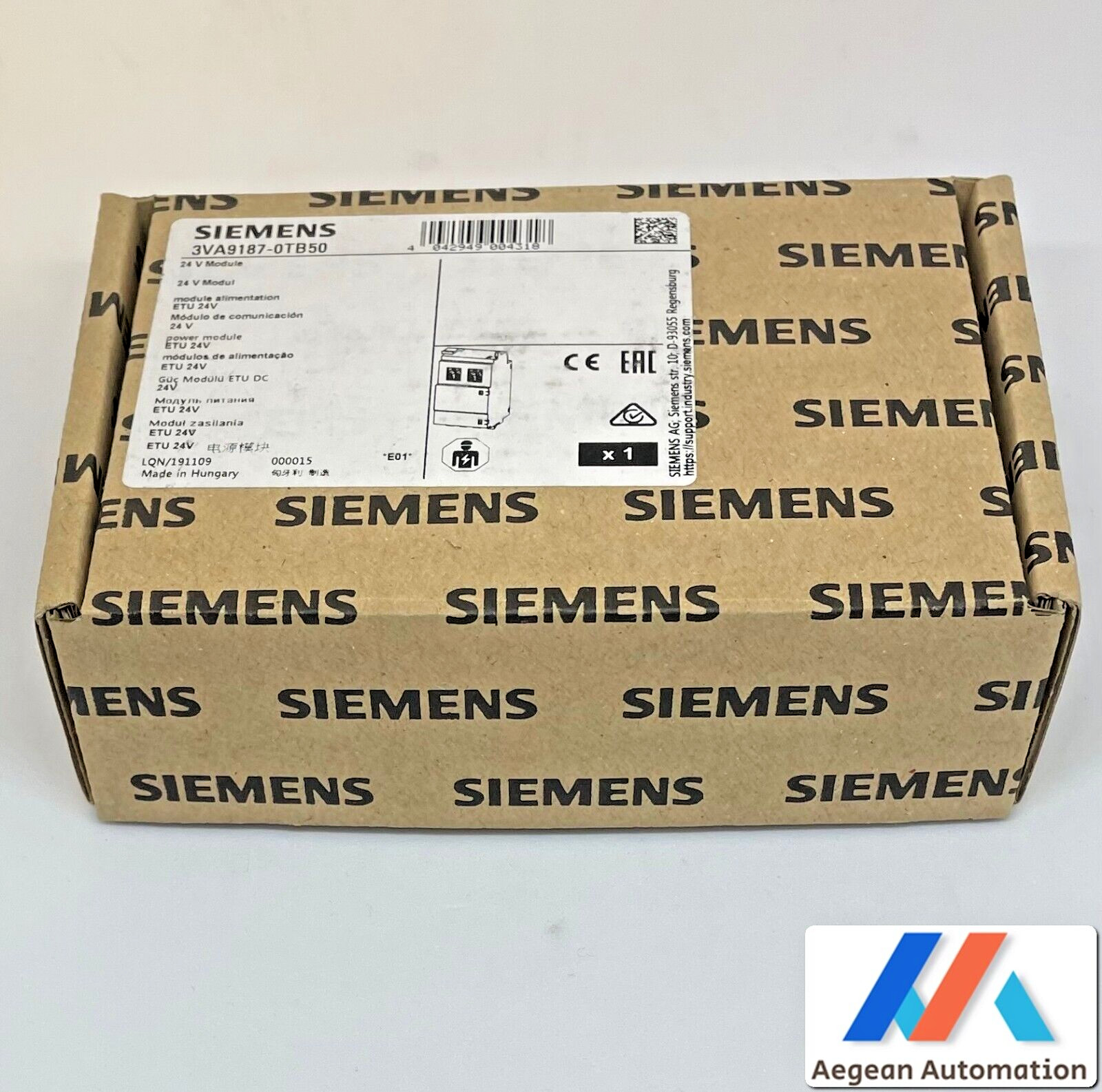 Siemens SENTRON 3VA9187-0TB50 24V Module accessory for: 3VA20/21/22
