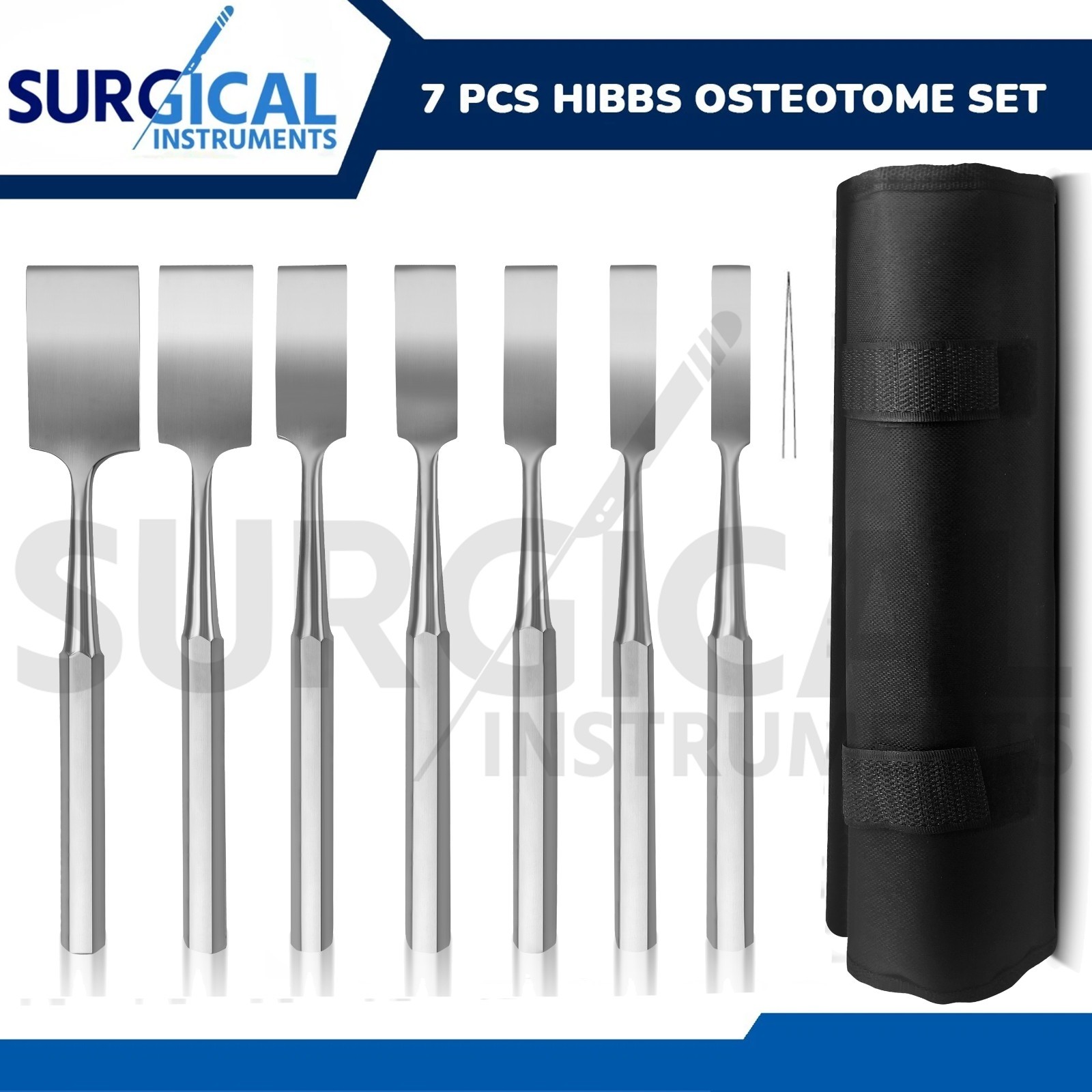 7 Pcs Hibbs Osteotome Set Orthopedic Surgical Instruments Stainless German Grade