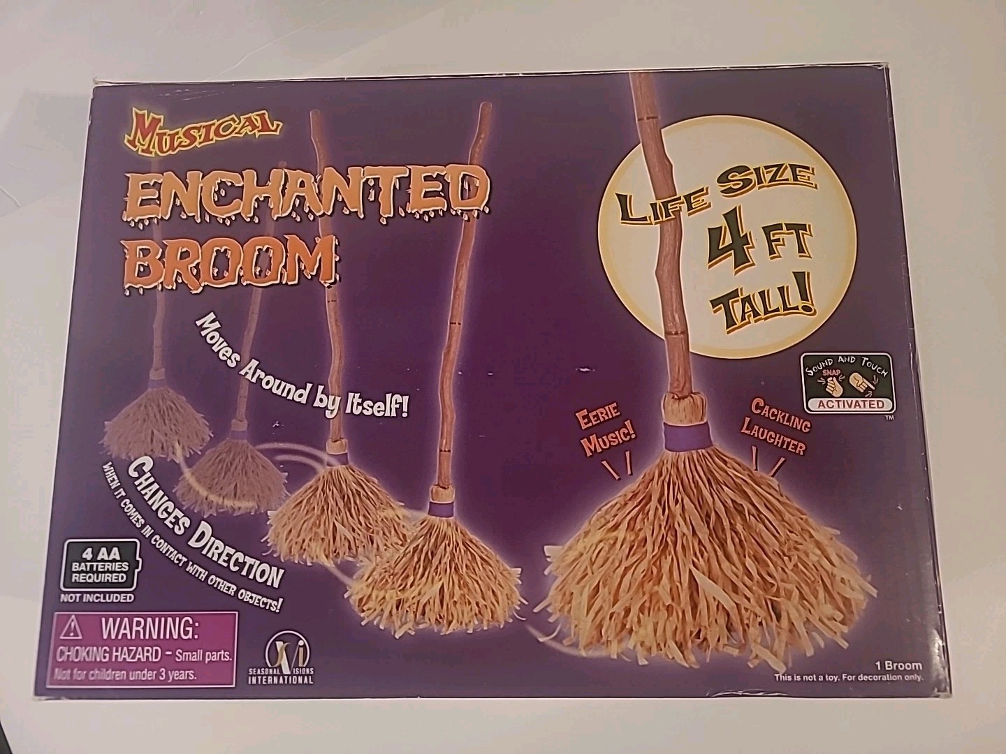 Musical Enchanted Witches Broom 4’ Animated Halloween Moves Eerie Music Laughter