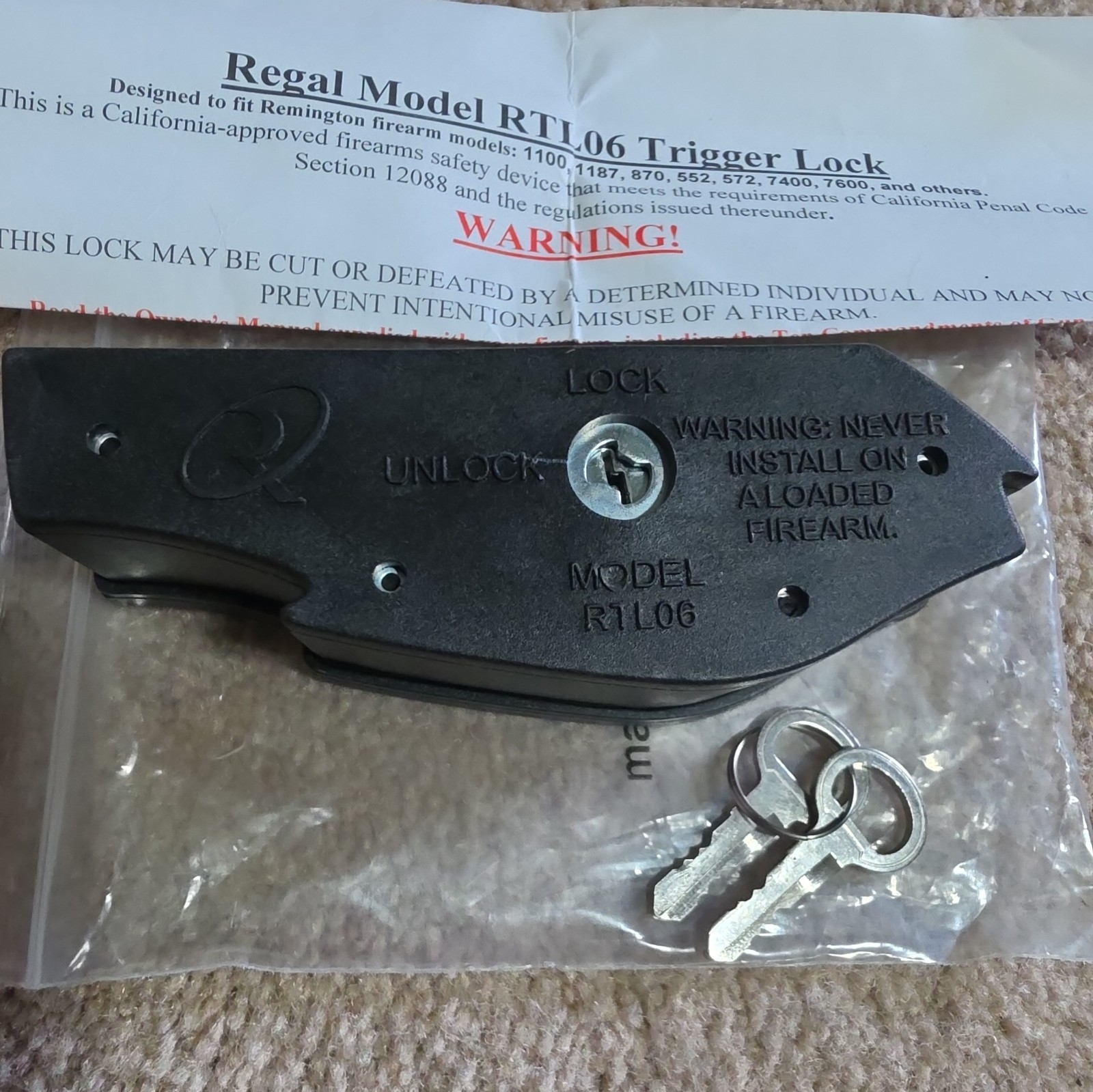 Regal Model RTL06 Trigger Lock - Brand New - Ships Free