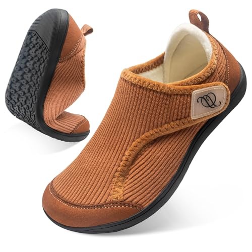 Comfortable Wide Diabetic Shoes for Women Mes,Barefoot House 8-8.5 Wide Brown