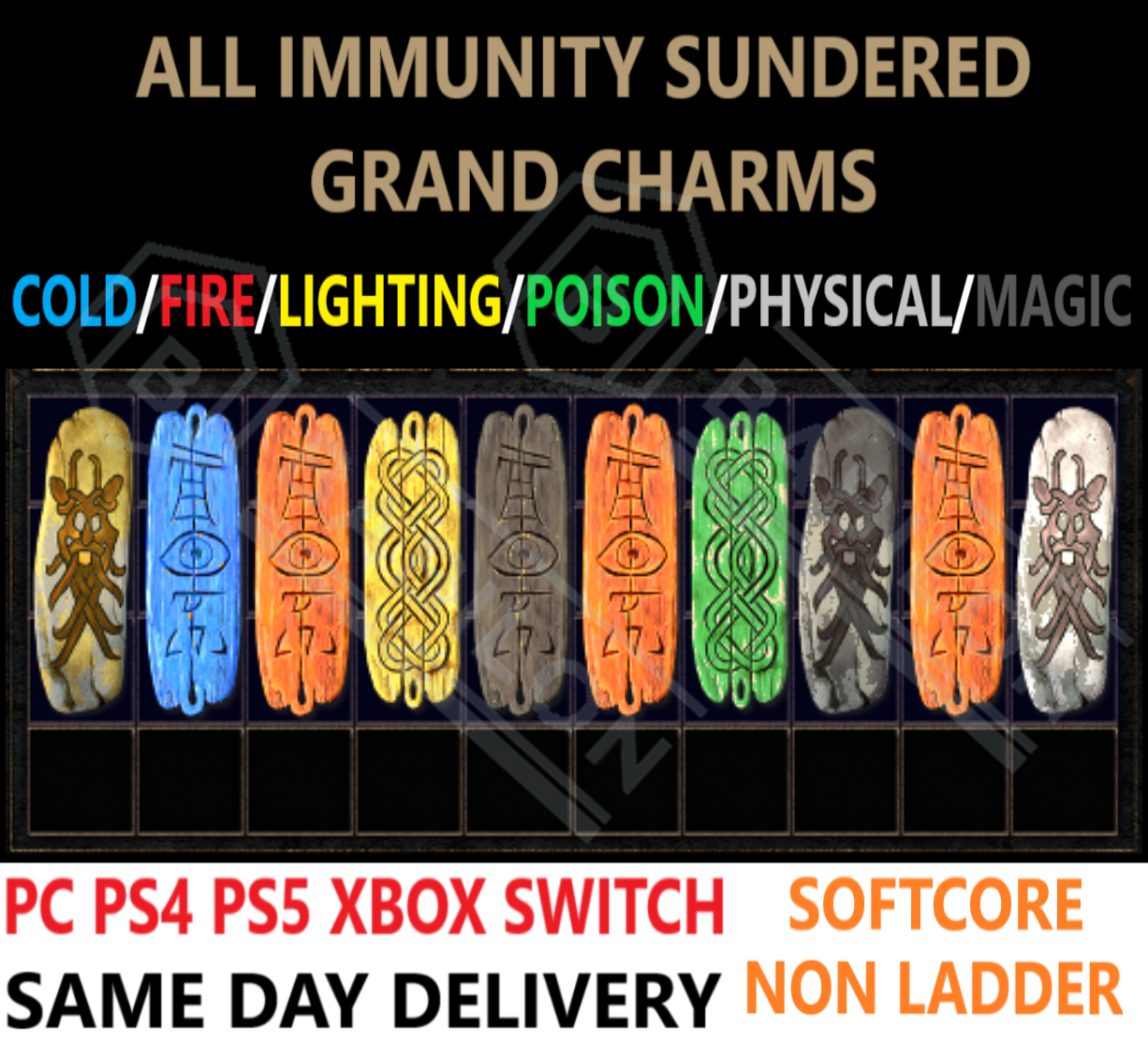 ✅PC PS4 PS5 XBOX SWITCH✅NON-LAD Immunity Sundered Charm DIABLO 2 RESURRECTED D2R