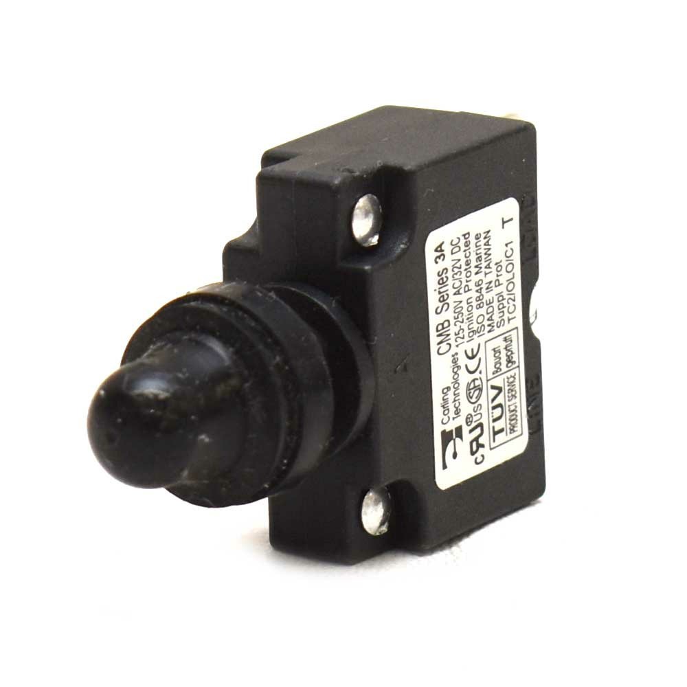 Carling Boat Push-to-Reset Circuit Breaker | w/ Boot 3A 125-250 VAC