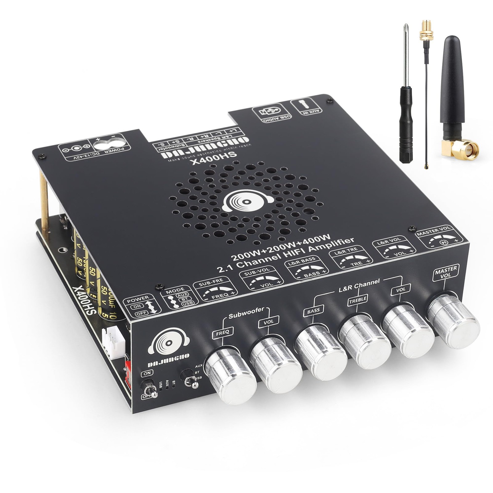 X400HS 2.1 Channel Bluetooth 5.0 Amplifier Board, TPA3223 Chip 200W+200W+400W