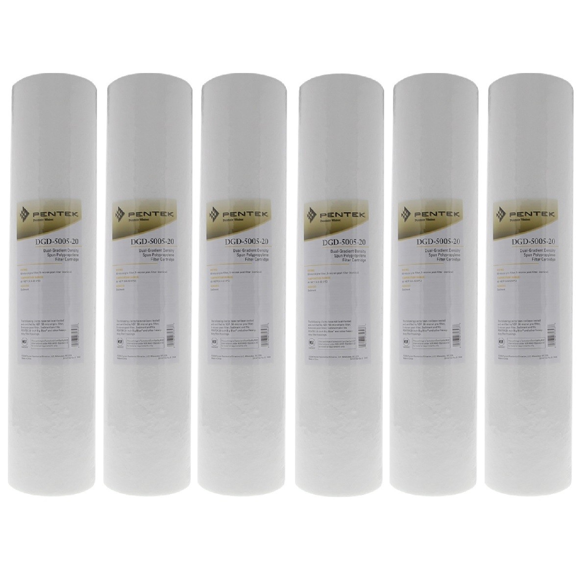 Pentek DGD-5005-20 5 Micron Whole House 20 Inch  Sediment Water Filter 6 Pack