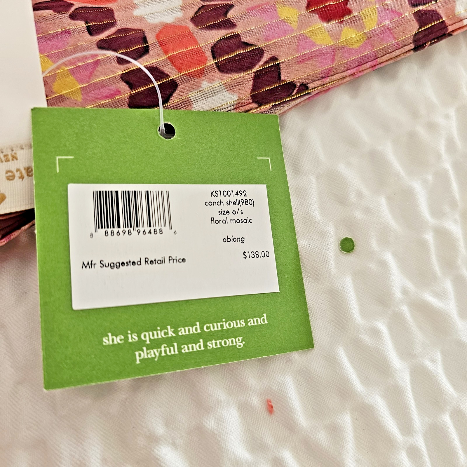 kate spade - Floral Mosaic Silk Oblong Scarf - Conch Shell - NWT- $138
