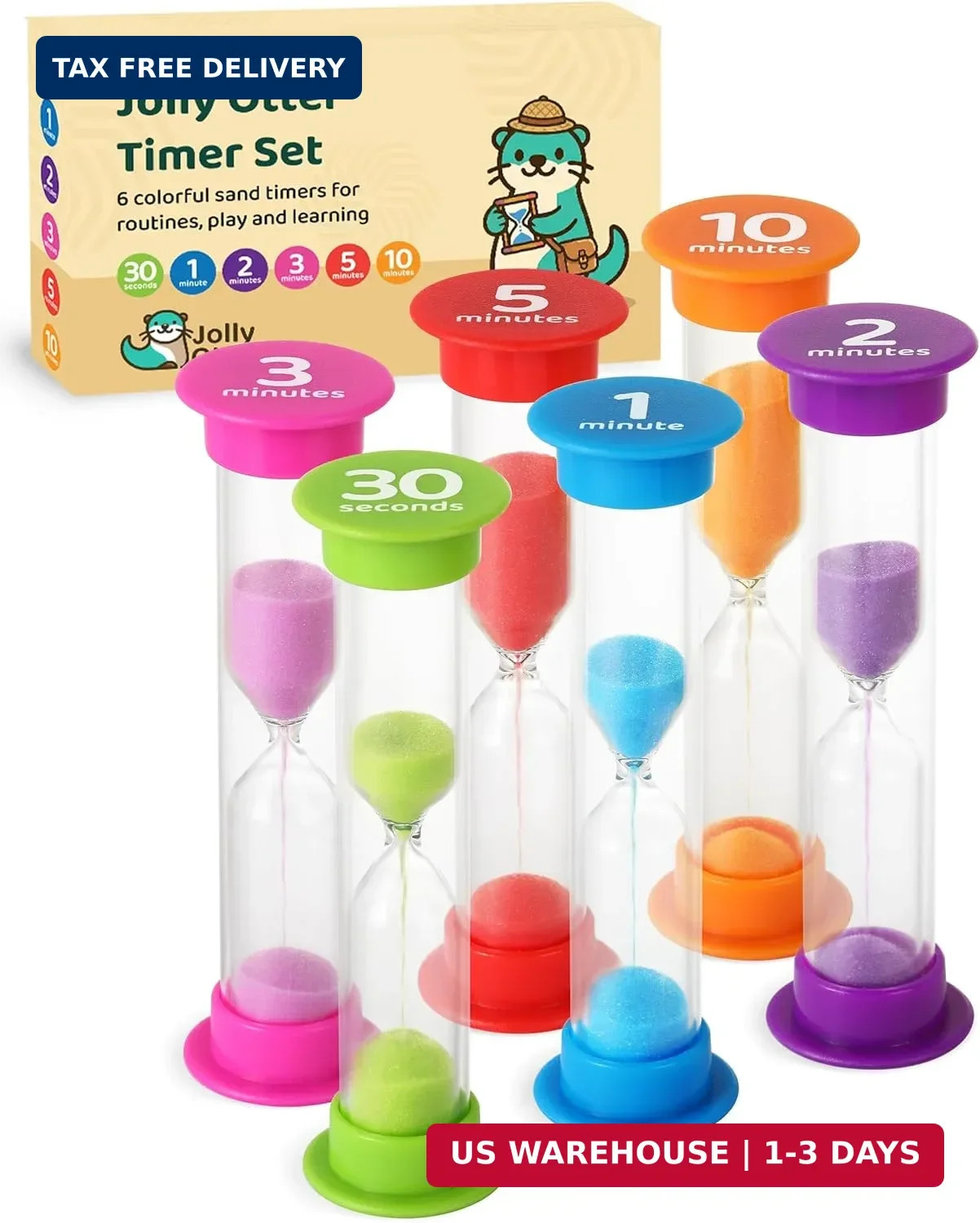 Plastic Sand Timer Sandglass Hourglass Sand Clock Timer 30 sec, 1 min, 2 mins, 3