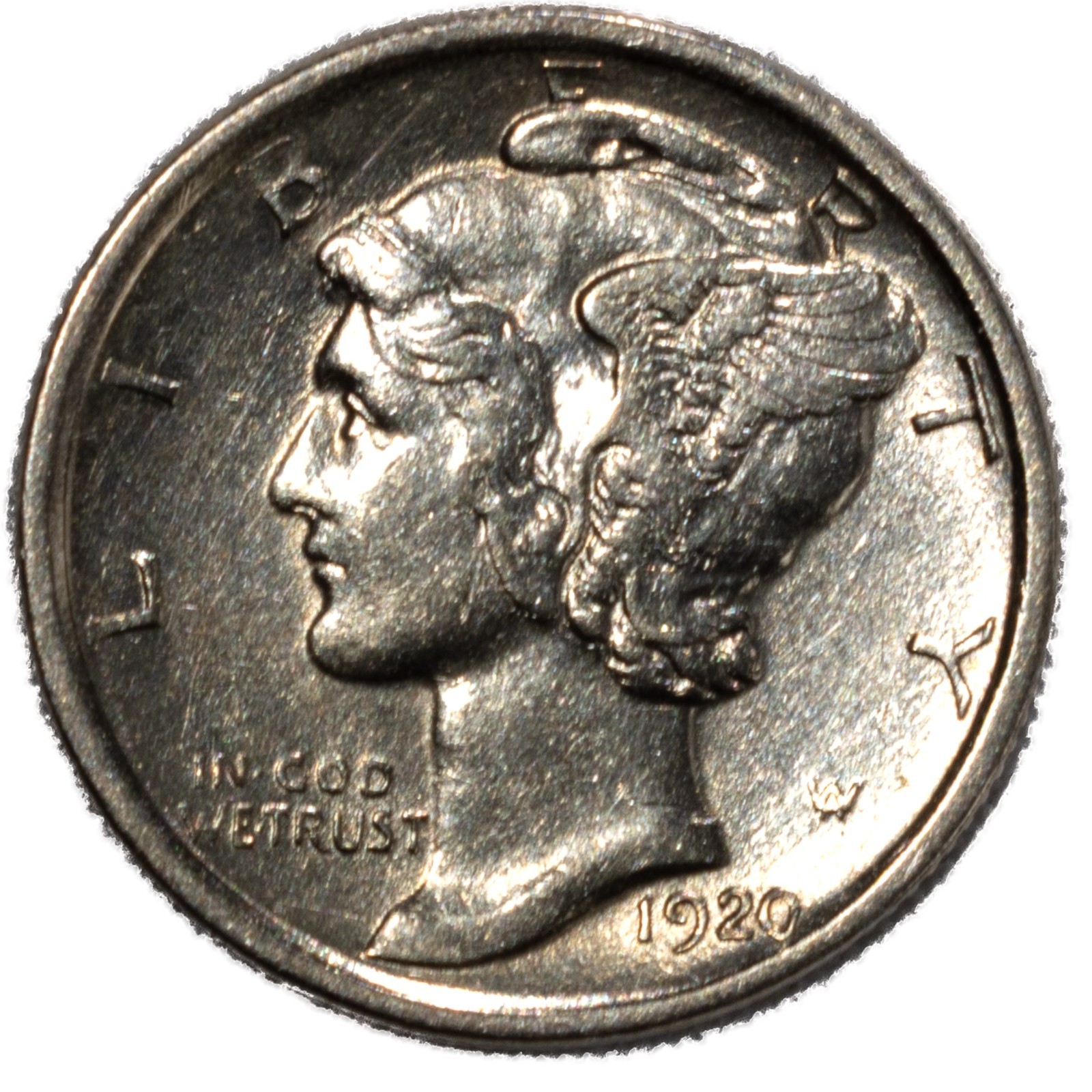 1920-D Mercury Dime 10c Uncirculated Unc+ Cleaned Details