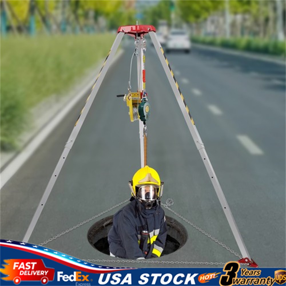 Confined Space Tripod Kit Rescue Tripod Fall Arrest W/ 2600lbs Lifting Winch