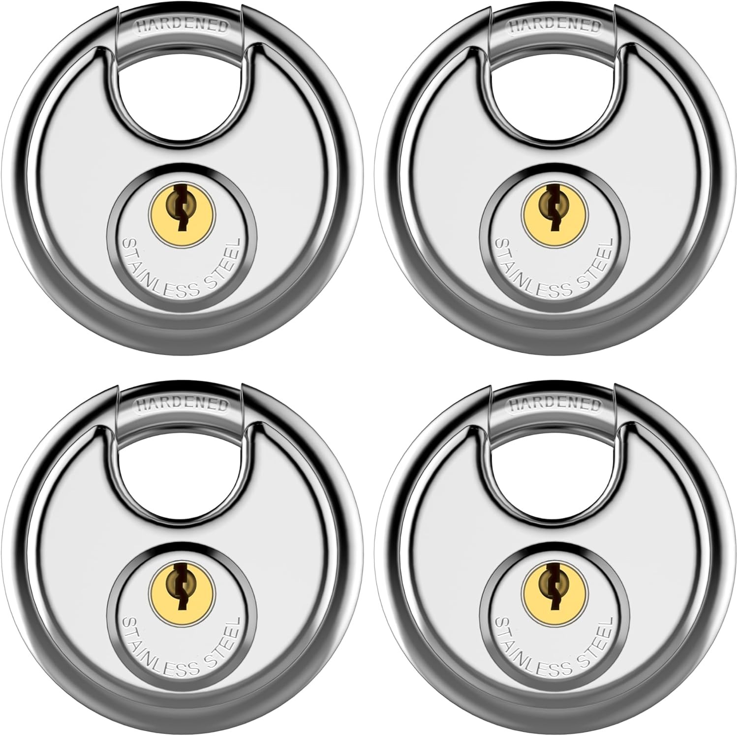Keyed Padlock, Stainless Steel Discus Locker Lock Heavy Duty Locks with 12 Keys