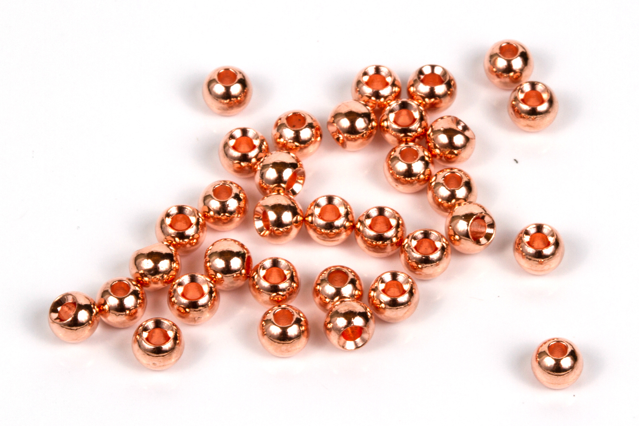 25 Tungsten Fly Tying Beads - 1/8" (3.3mm) Copper