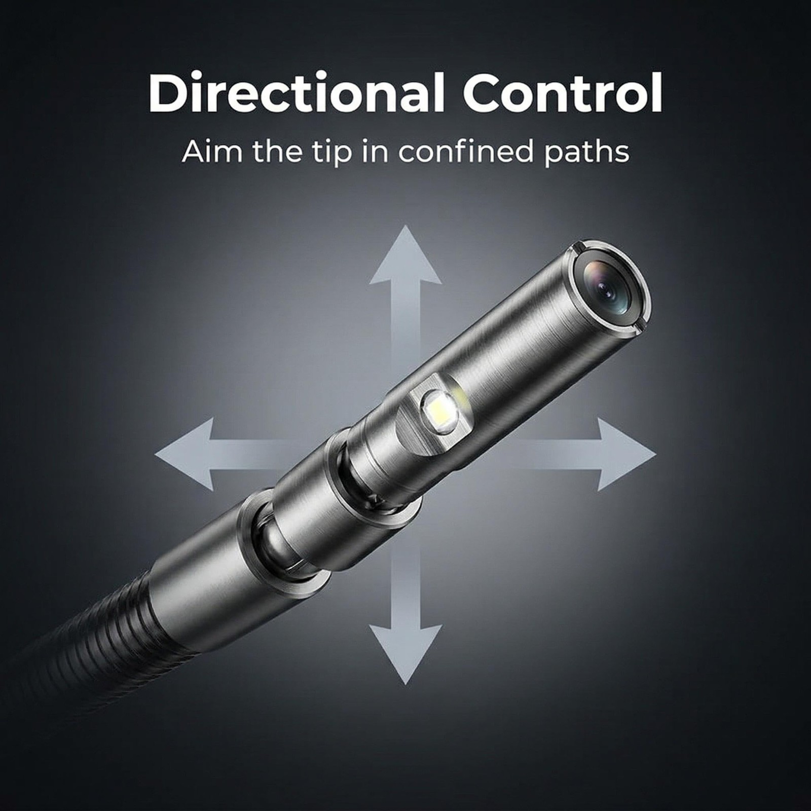 Borescope Endoscope Inspection Camera,Steerable Single-Lens 2m Cable,8.5mm Probe