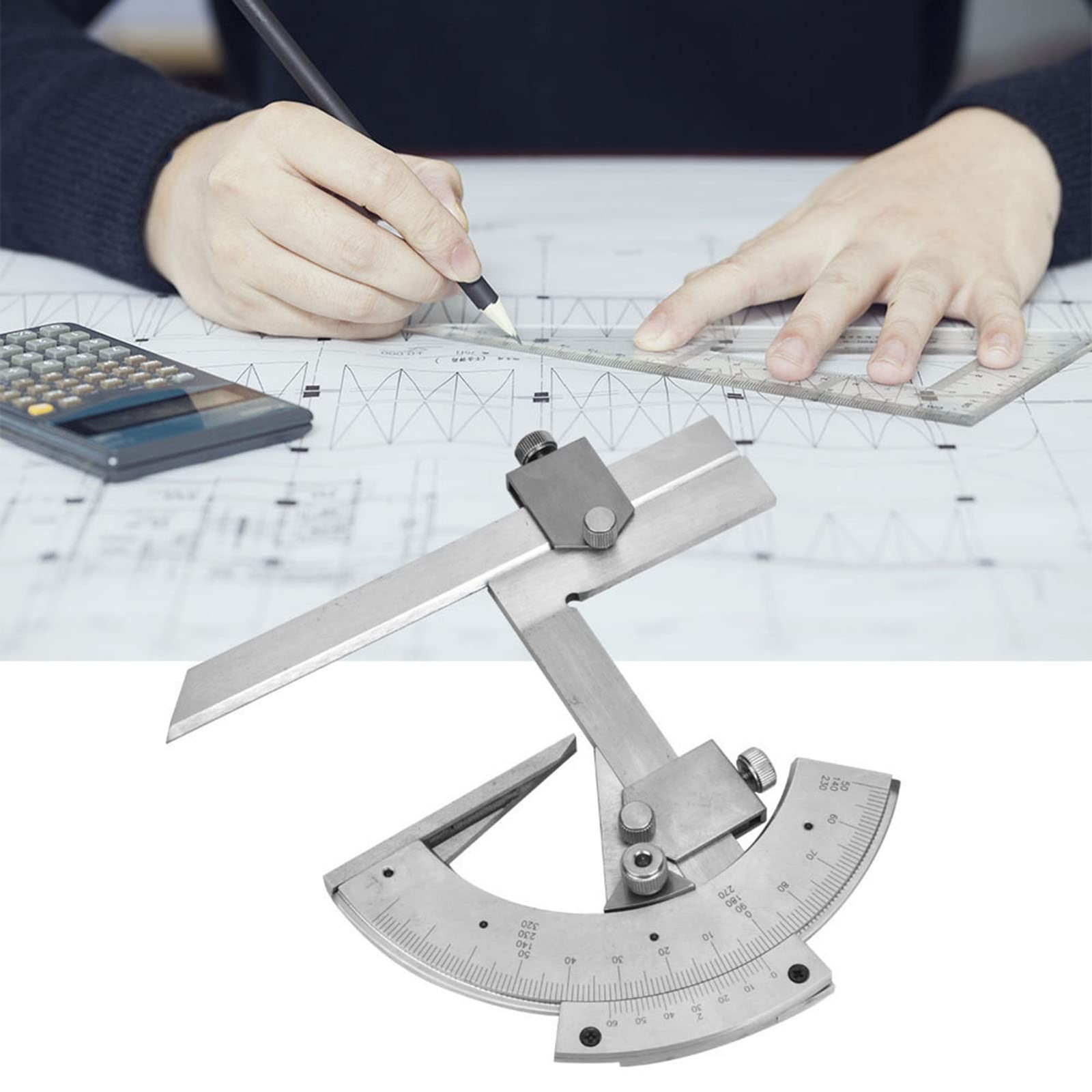 Universal Bevel Protractor, 0-320 Degree Precision Angle Measuring Tool,...