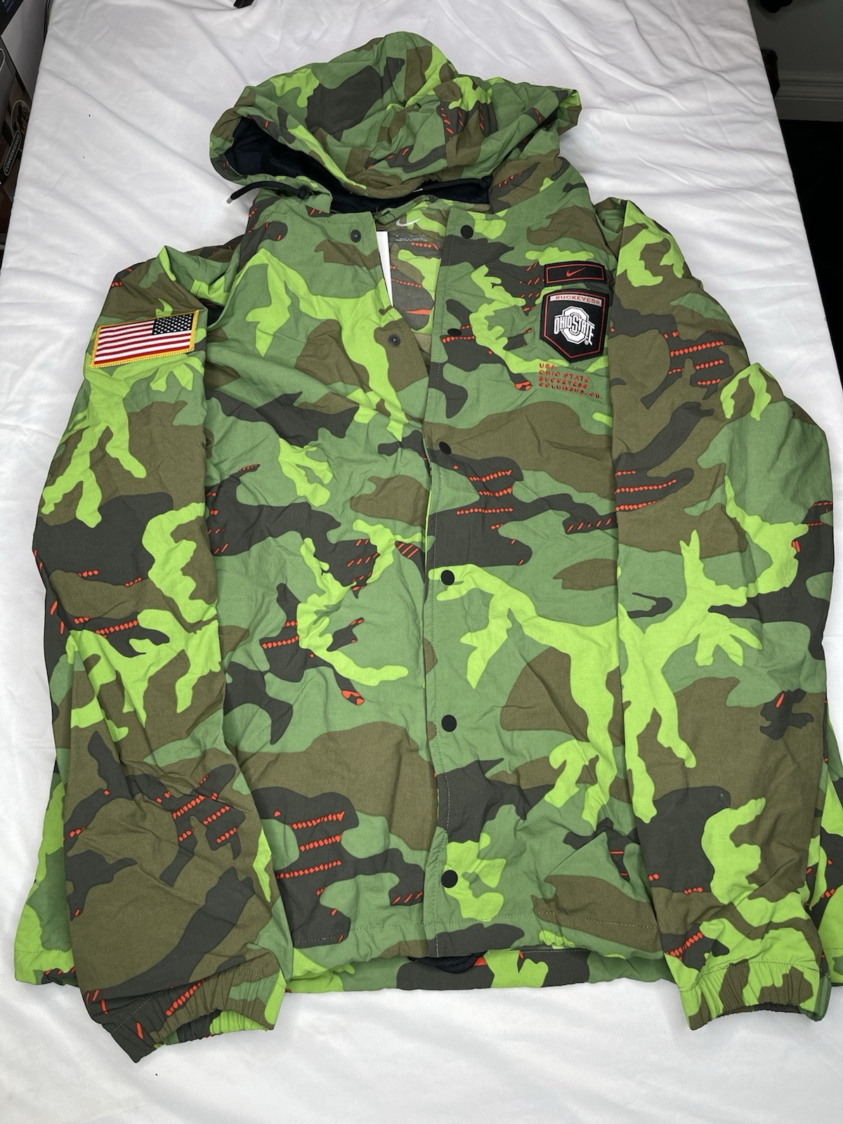 Nike Ohio State Buckeyes Camo Woven Men’s Jacket DQ2242-328 SALUTE TO SERVICE XL