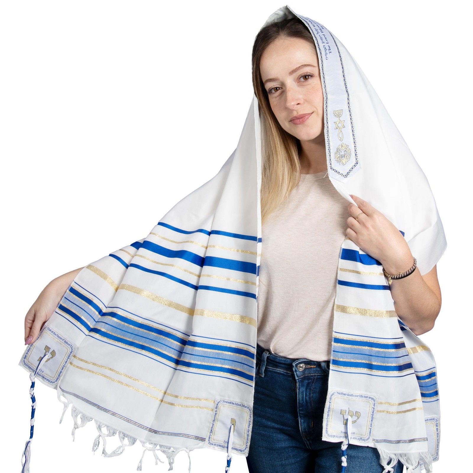 HalleluYAH Messianic Tallit Prayer Shawl 72x22 w/Bag Unisex Christian Jewish