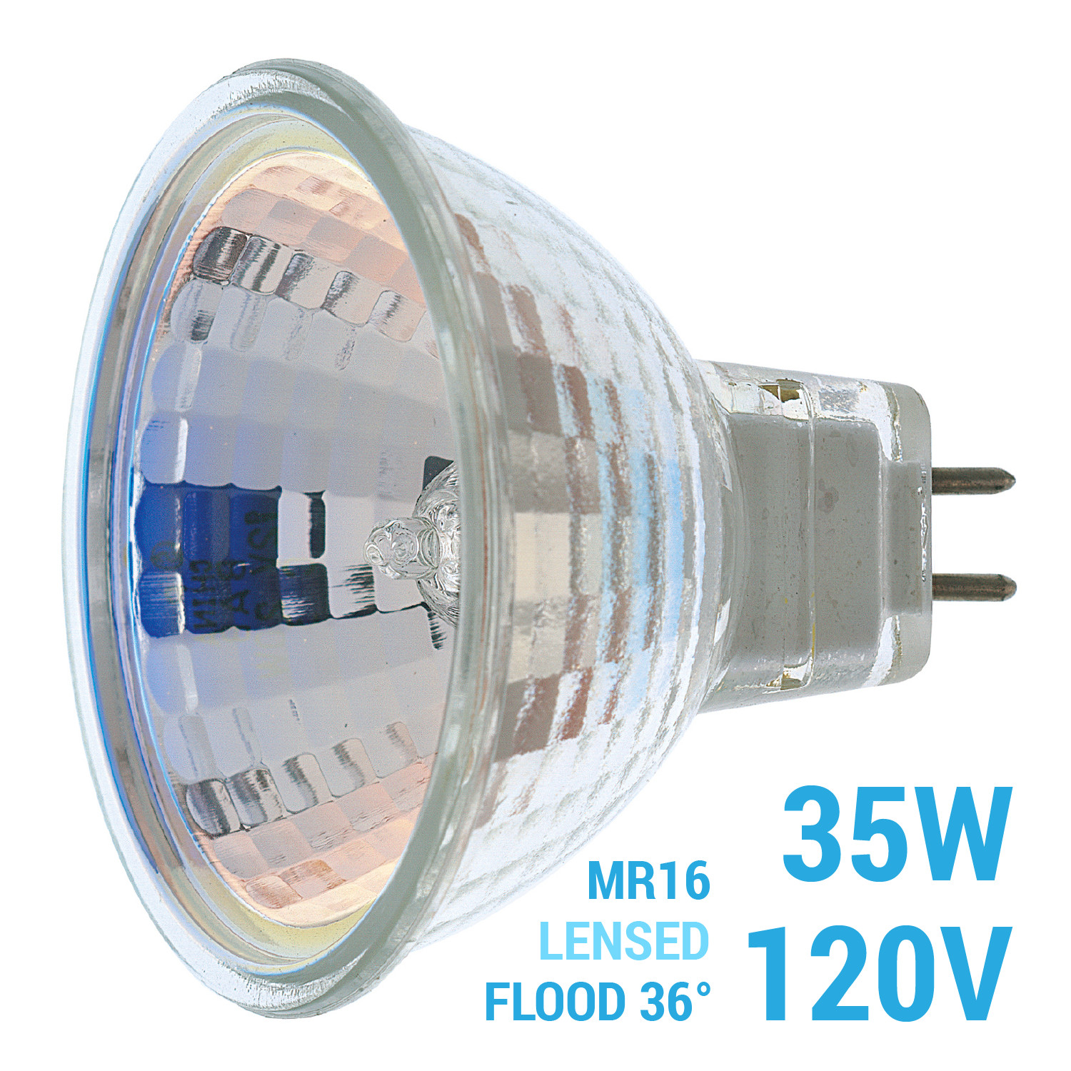 S1977 35MR16 FL Flood 36° Lensed w/ Cover 35W 120V MR16 2-Pin Bi-Pin GU5.3 GX5.3