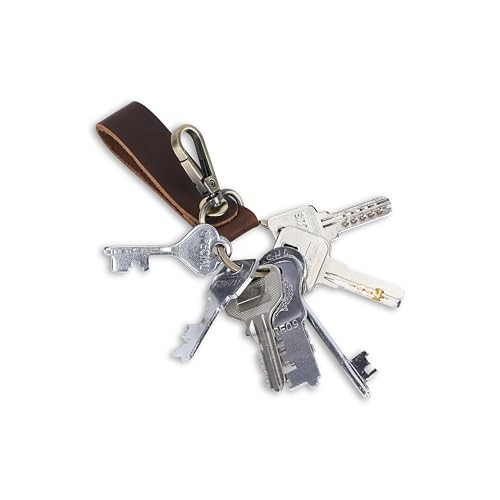 Genuine Leather Keychain with Belt Loop - Key Brown Leather Keychain Key Holder