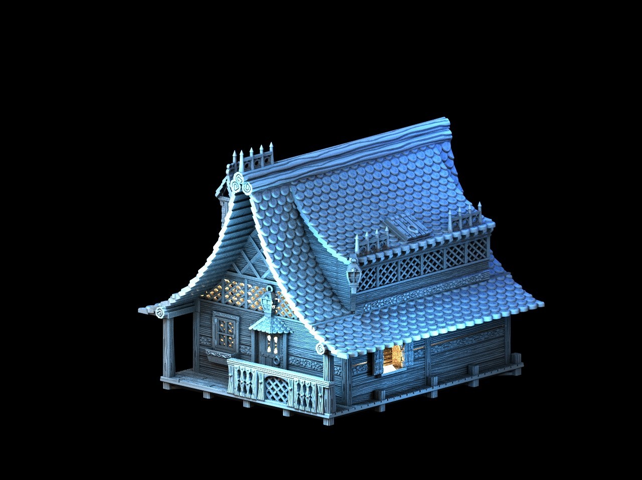 3d Printed Alpine cottage 28mm Miniatures, DnD, Tabletop, RPG, War Game