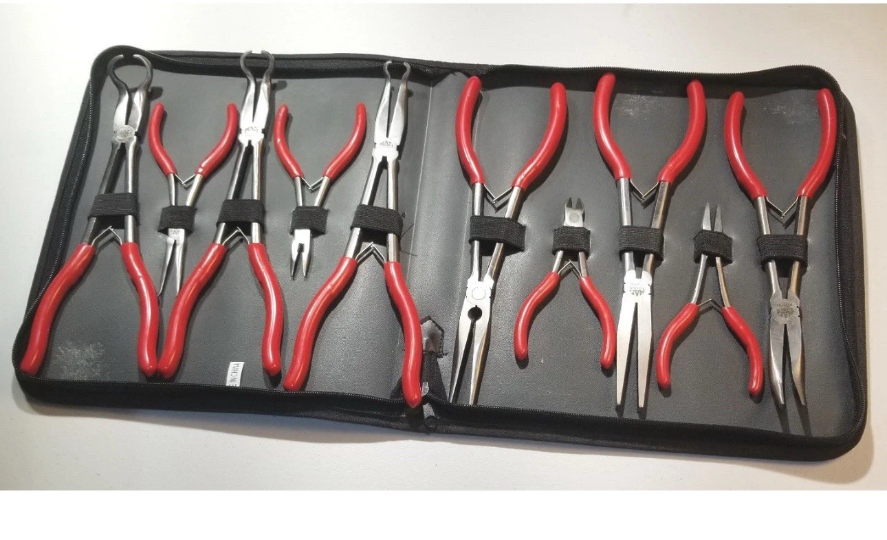 MAC Tools 10 pc Plier Set Red Handle Soft Case 🇺🇸 Never Used