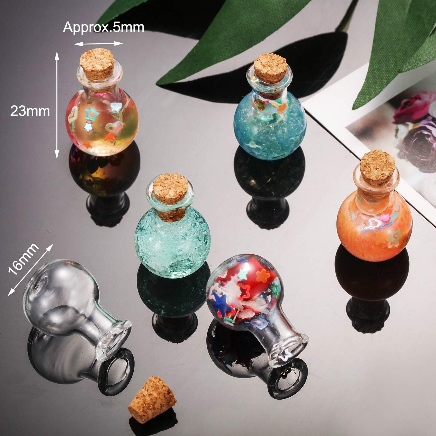 10X Small Cork Stopper Glass Bottles Clear Empty Jars Vials ﻿
