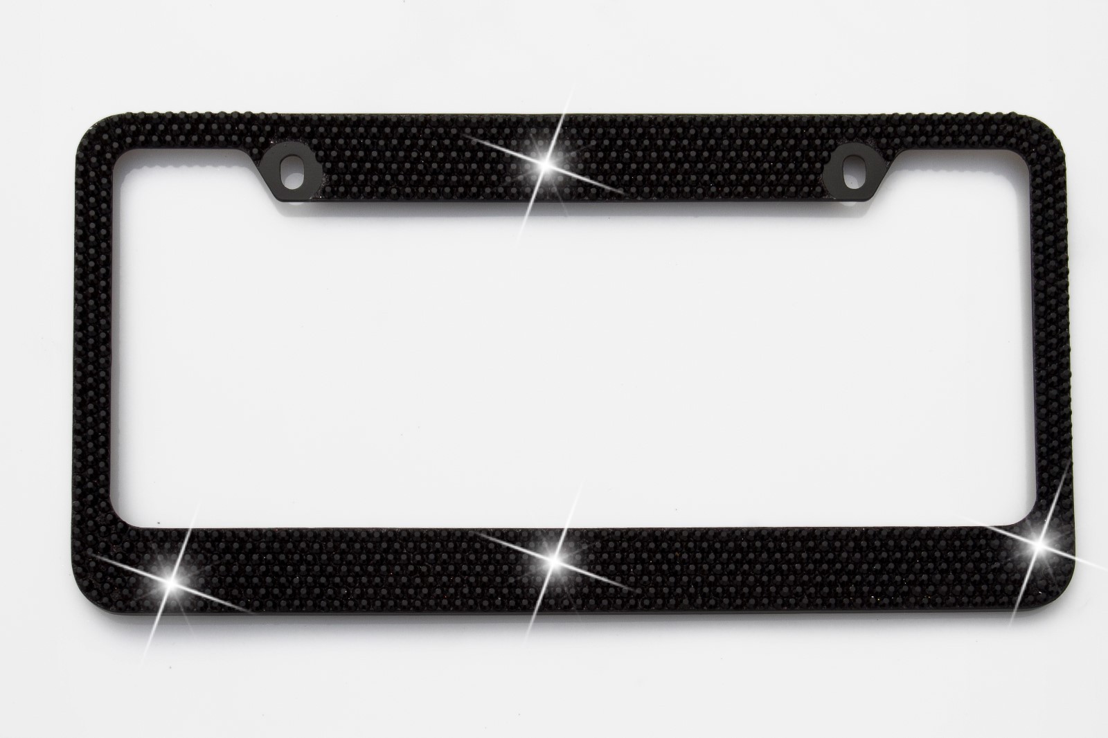 Black Crystal Rhinestones License Plate Frame 7 rows Special Bling Offer