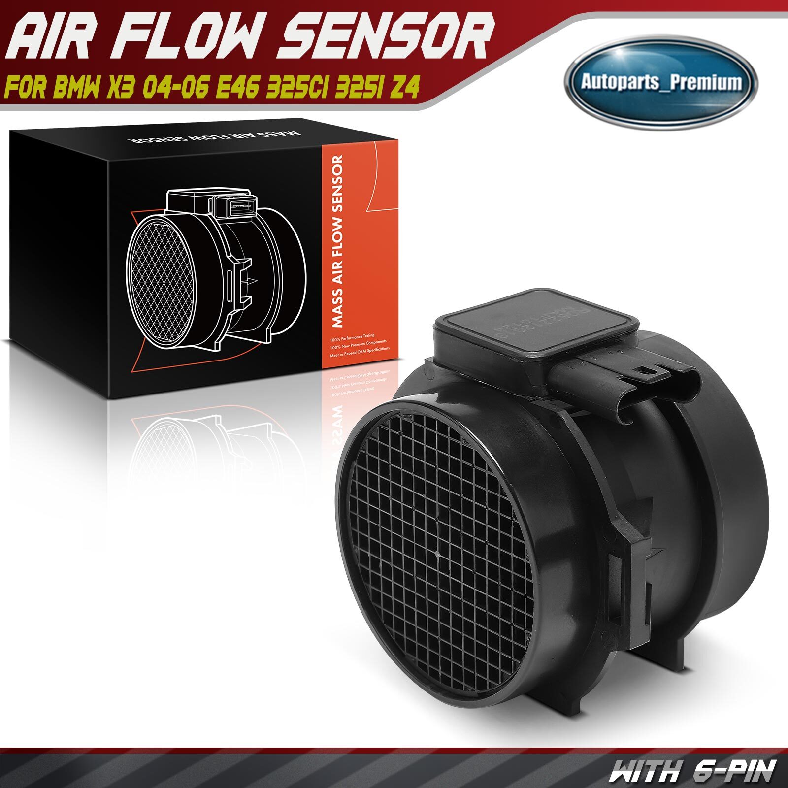 Mass Air Flow MAF Sensor for BMW 325Ci 2003-2006 325i X3 Z4 L6 2.5L 13627513957
