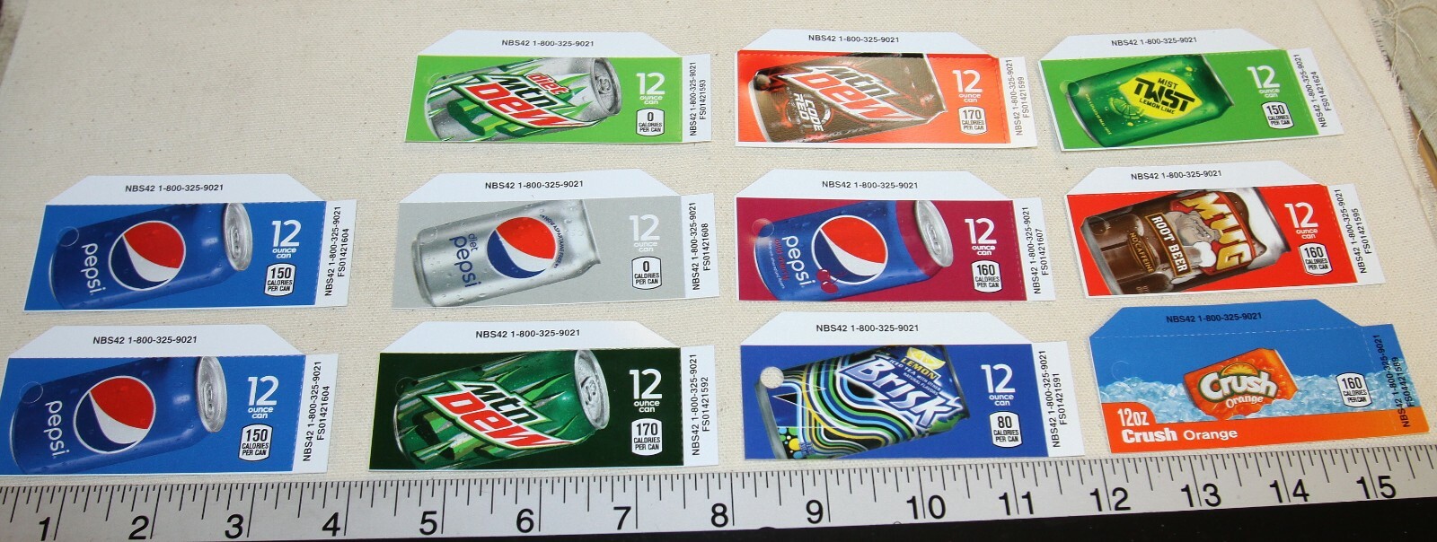 can soda vending machine flavor strips, qty 11 for 1 price - New